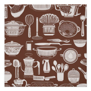 Kitchen Utensil Thema Umverpackungspapier Poster