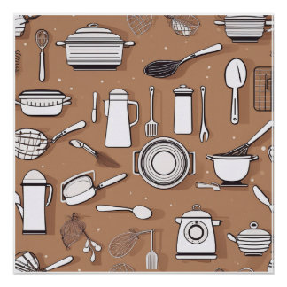 Kitchen Utensil Thema Umverpackungspapier Poster