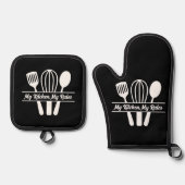Kitchen Utensils Monogram Ofenhandschuh & Topflappen-Set (Vorderseite)