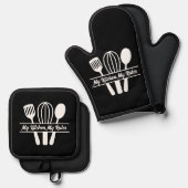 Kitchen Utensils Monogram Ofenhandschuh & Topflappen-Set (Vorderseite/Rückseite)
