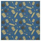 Kitchen Utensitern Muster - Sepia auf Dunkelblau Stoff (Muster)