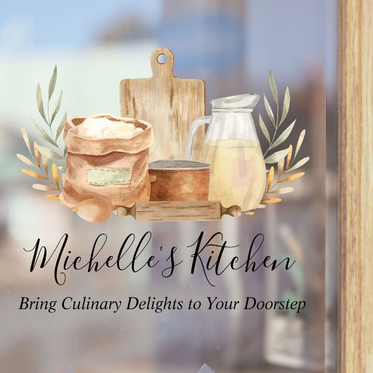 Kitchen Utensities Food Watercolor Zitat Fensteraufkleber