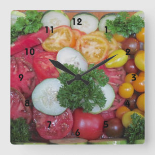 Kitchen Veggie Clock Quadratische Wanduhr