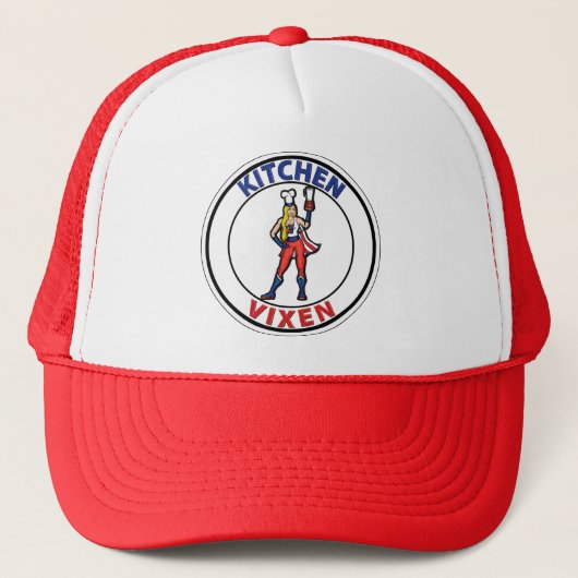 Kitchen Vixen Red Trucker Hat Truckerkappe (Vorderseite)