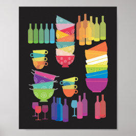 Kitchen Wall Art 'Glowing Dishes' Print Poster