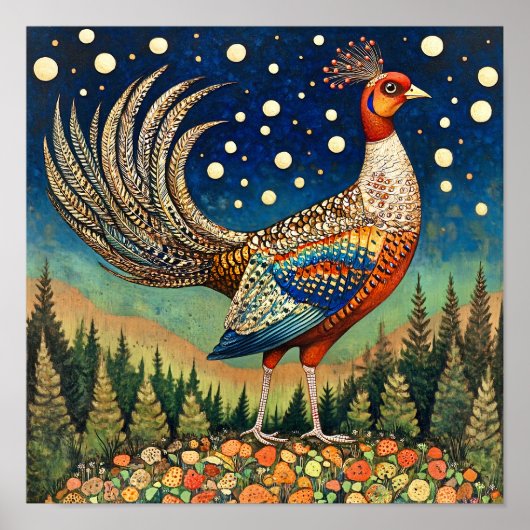 Kitchen Wall Deco Fasant Cottailcore Printwerbung Poster (Vorne)