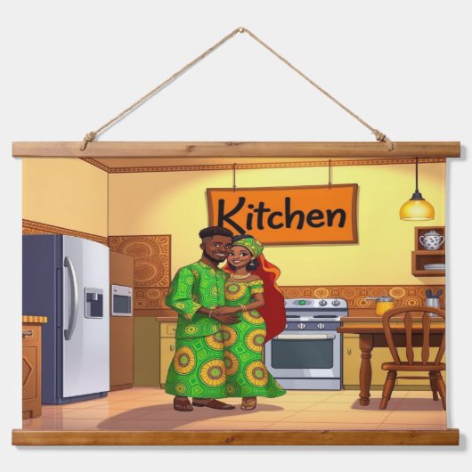 KITCHEN Wall Tapestry Wandteppich Mit Holzrahmen (Vorne)