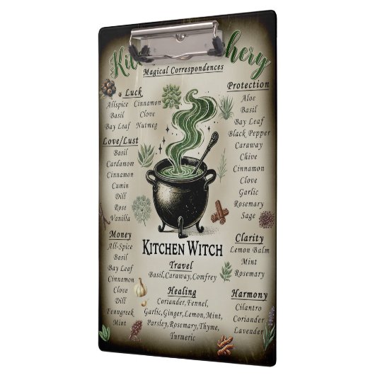 Kitchen Witchery Magical Herbs Correspondenz Klemmbrett (Links)