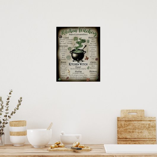 Kitchen Witchery Magical Herbs Correspondenz Poster (Küche)