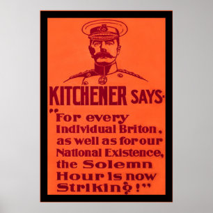Kitchener sagt ~ Vintages Plakat Briten WW1