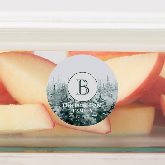 Kitchenette Rustic Forest Monogram Produkt wasserd Etiketten (Befestigt)