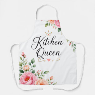 KitchenQueenBlumenSchürzePersonalisiertesKochGesch Schürze