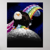 Kitchy Cool Lunar Rainbow USA Eagle Moon Landung Poster (Vorne)