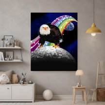 Kitchy Cool Lunar Rainbow USA Eagle Moon Landung