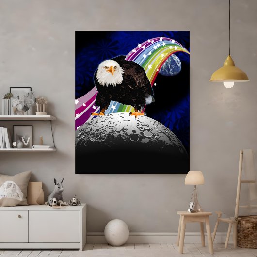 Kitchy Cool Lunar Rainbow USA Eagle Moon Landung Poster
