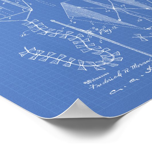 Kite 1914 Patent Art Old Peper Poster (Ecke)