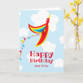 Kite Bird Fun Niedlich Happy Birthday Kids Karte (Gelbe Blume)