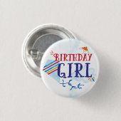Kite Birthday Girl Button (Vorne & Hinten)