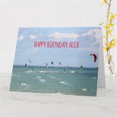 Kite Boarding Race Happy Birthday personalisiert C Karte (Gelbe Blume)