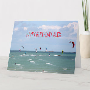 Kite Boarding Race Happy Birthday personalisiert C Karte