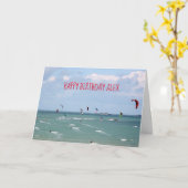 Kite Boarding Race Happy Geburtstag personalisiert Karte (Gelbe Blume)