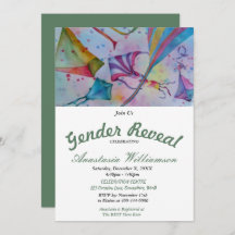 KITE FLYING BABY GENDER REVEAL PARTY EINLADUNG