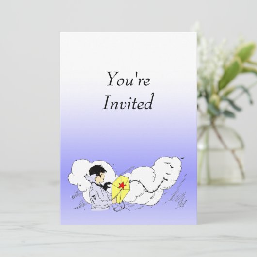 Kite Flying Party-Vorlage Einladung (Stehend Vorderseite)