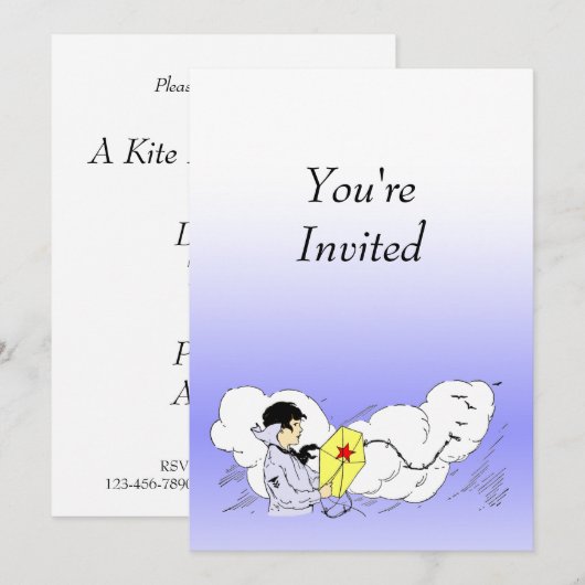 Kite Flying Party-Vorlage Einladung (Vorne/Hinten)