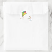 Kite Flying Runder Aufkleber (Tasche)