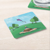 Kite Flying Square Paper Untersetzer (angewinkelt)