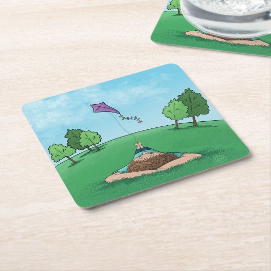 Kite Flying Square Paper Untersetzer (angewinkelt)