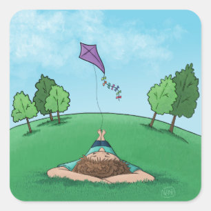Kite Flying Square Sticker