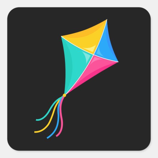 Kite Flying Stunt Kite-Geschenk Quadratischer Aufkleber (Vorderseite)