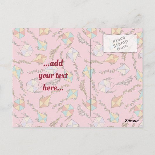 Kite Icon Pink Postkarte (Rückseite)