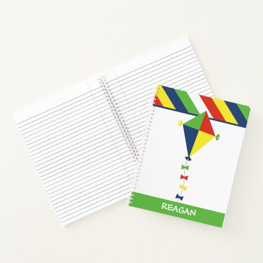 Kite Stripes Personalisiert SpiralNotebook Notizblock (Innenseite)