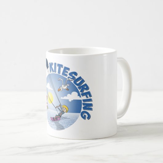 Kite surfing blue illustration  kaffeetasse (VorderseiteRechts)