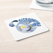 Kite surfing blue illustration. rechteckiger pappuntersetzer (angewinkelt)