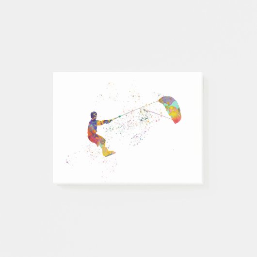 Kite Surfing in Watercolor Post-it Klebezettel (Vorderseite)