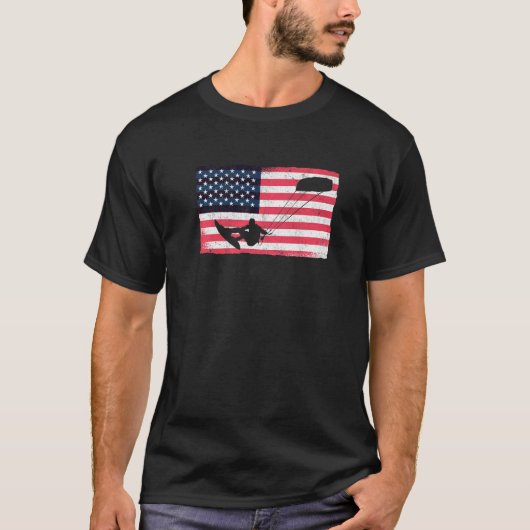 Kiteboarder American Flag Kitesurfer Kite USA Kite T-Shirt (Vorderseite)