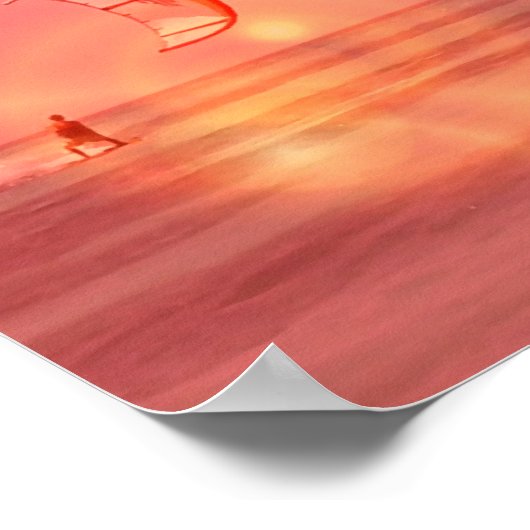 Kiteboarder Sunset Print Poster (Ecke)