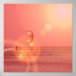 Kiteboarder Sunset Print Poster