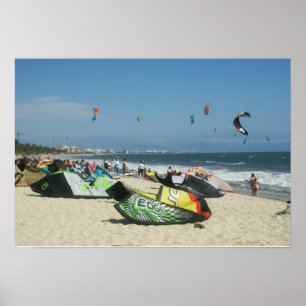 Kiteboarding auf Bucerias Strand Mexiko Poster