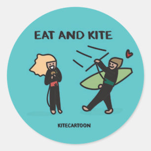 Kiteboarding/kitesurfing - Eat and Kite Runder Aufkleber