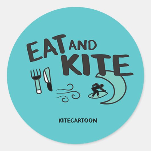Kiteboarding/kitesurfing - Eat and Kite Runder Aufkleber (Vorderseite)