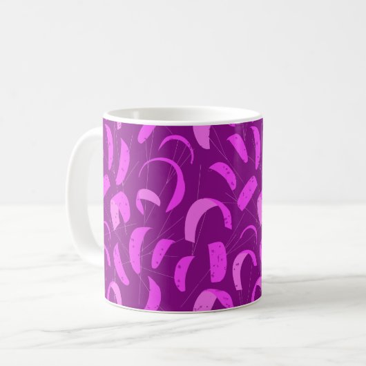 Kiteboarding Kitesurfing Pink Lila Muster Kaffeetasse (Vorderseite Links)