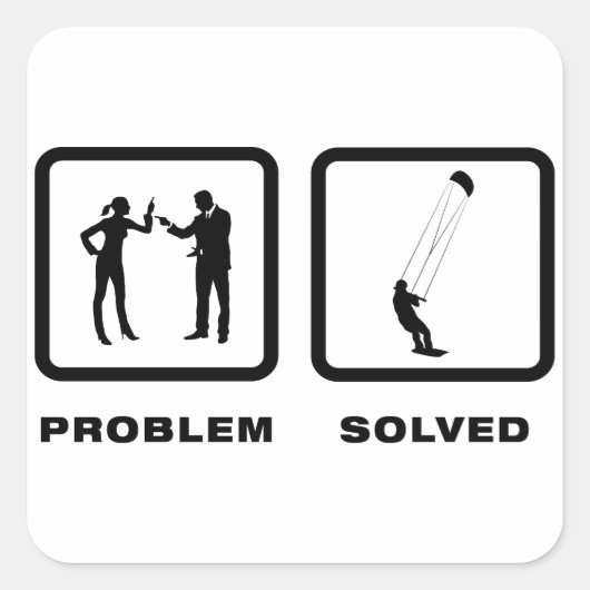 Kiteboarding Quadratischer Aufkleber (Vorderseite)