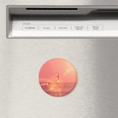 Kiteboarding Sunset Round Magnet (In Situ (Geschirrspüler))