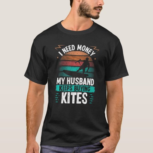 Kiteboarding Vintage Husband buying Kites Kitesurf T-Shirt (Vorderseite)