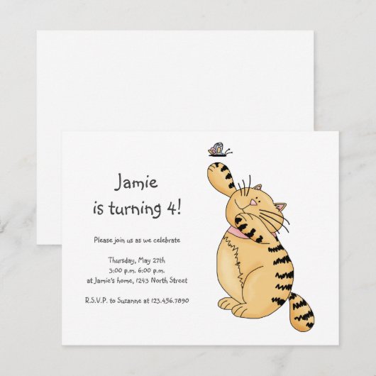 Kitekatzen ・ Kitty & Butterfly Einladung (Vorne/Hinten)