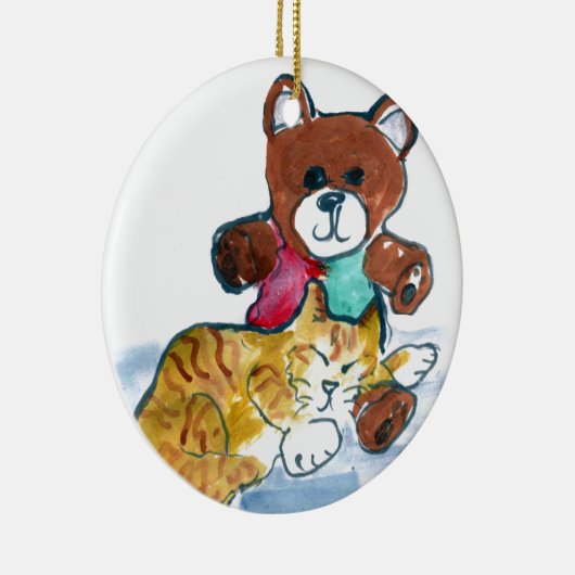 Kitens Teddy-Bärn-Nickerchen Keramik Ornament (Rechts)
